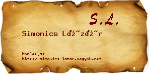 Simonics Lázár névjegykártya